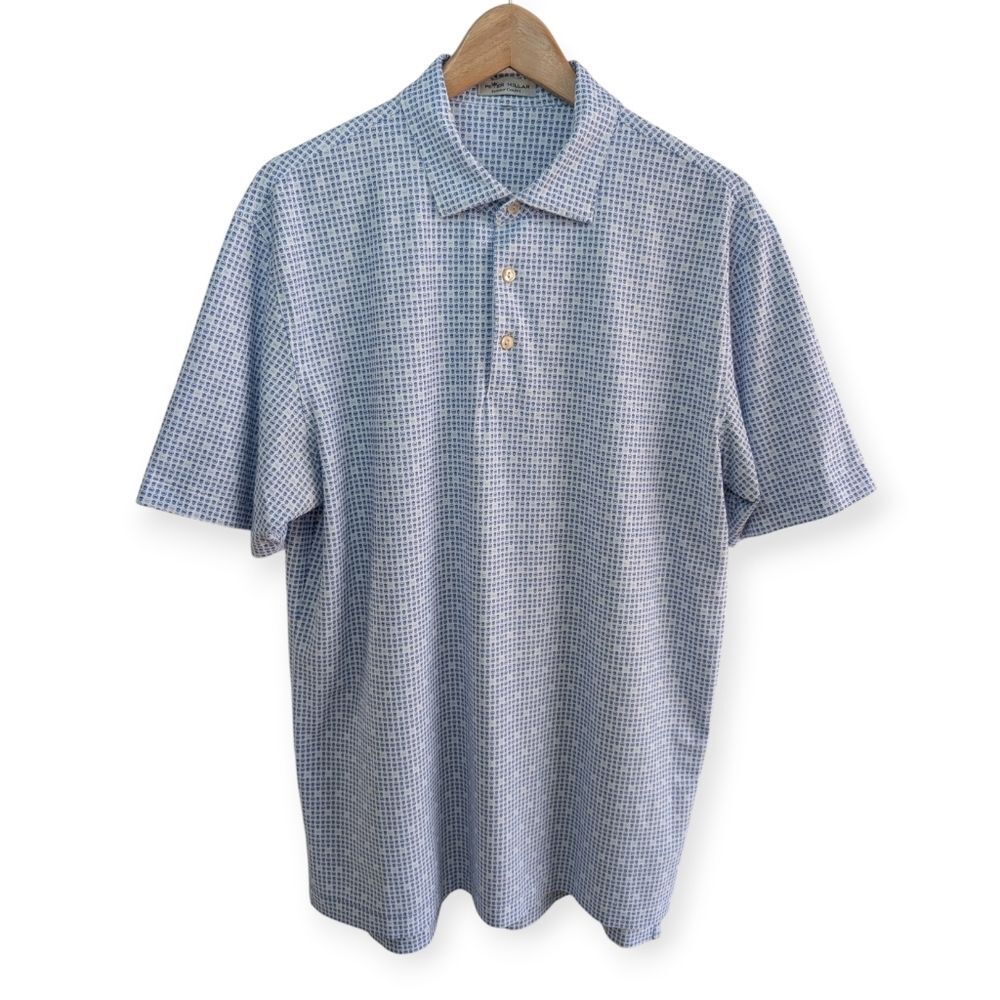 Peter Miller Summer Comfort Polo Crown Logo Print Blue Large